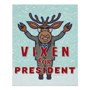Funny Christmas Vixen Präsident Reindeer Wahl Poster