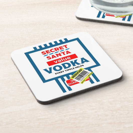 Funny Christmas Vodka Label Getränkeuntersetzer (Linke Seite)