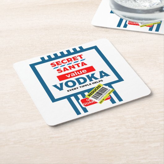 Funny Christmas Vodka Label Rechteckiger Pappuntersetzer (angewinkelt)