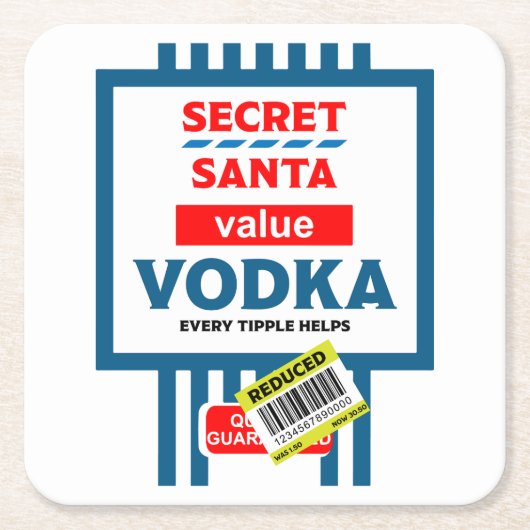 Funny Christmas Vodka Label Rechteckiger Pappuntersetzer (Vorderseite)
