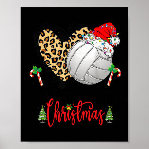Funny Christmas Volleyball Heartbeat Weihnachtsman Poster