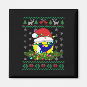 Funny Christmas Volleyball Lights Pajama Xmas Spar Magnet