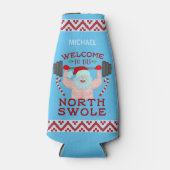 Funny Christmas Weihnachtsmann Swole Weightlift Flaschenkühler (Vorderseite)