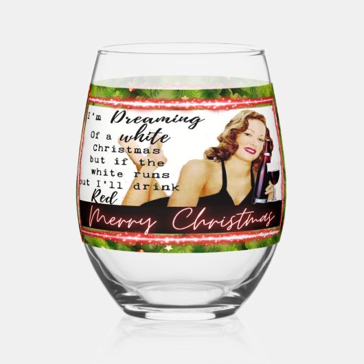 Funny Christmas Wine Glass Retro Best Friend Dream Weinglas Ohne Stiel (Vorderseite)
