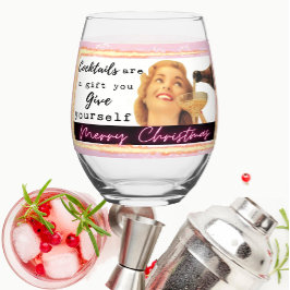 Funny Christmas Wine Glass Retro Best Friend Gift Weinglas Ohne Stiel