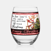 Funny Christmas Wine Glass Retro Best Friend Lit Weinglas Ohne Stiel (Vorderseite)