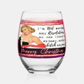 Funny Christmas Wine Glass Retro Best Friend NYE Weinglas Ohne Stiel (Vorderseite)