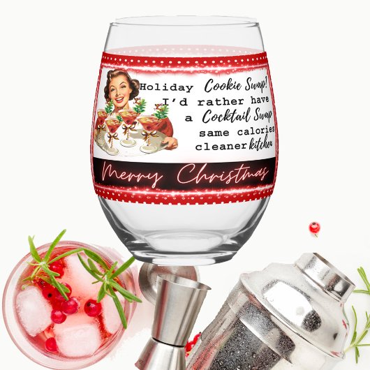 Funny Christmas Wine Glass Retro Best Friend Swap Weinglas Ohne Stiel