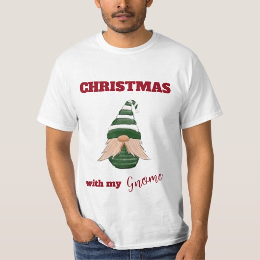 Funny Christmas "With My Gnome" Gnome T - Shirt (Vorderseite)