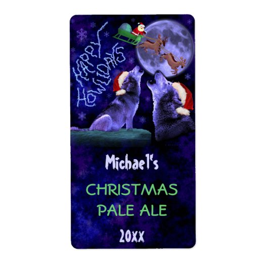 Funny Christmas Wolf Pun Bierbrauer Flasche Handwe (Vorne)