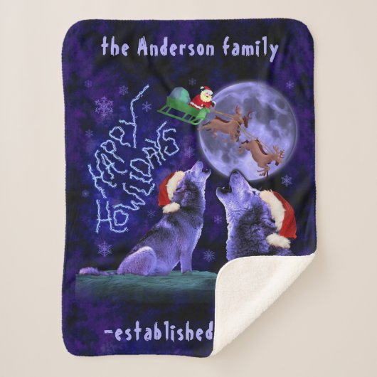 Funny Christmas Wolf Pun Happy Howlidays | Benutze Sherpadecke (Vorderseite)