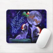 Funny Christmas Wolf Pun Happy Howlidays Spaß Mousepad (Mit Mouse)
