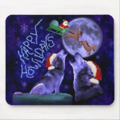 Funny Christmas Wolf Pun Happy Howlidays Spaß Mousepad (Vorne)