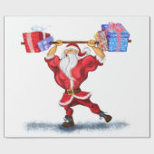 Funny Christmas Wrapping Papier Bodybuilder Santa Geschenkpapier (Flach)