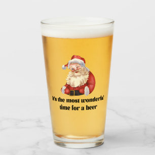 Funny Christmas Wunderbare Zeit für ein Bier   Glas