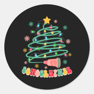 Funny Christmas Xmas Vibes Sonographin Ultrasound Runder Aufkleber