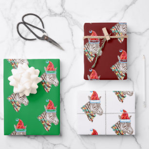 Funny Christmas Zebra Trio Geschenkpapier Set