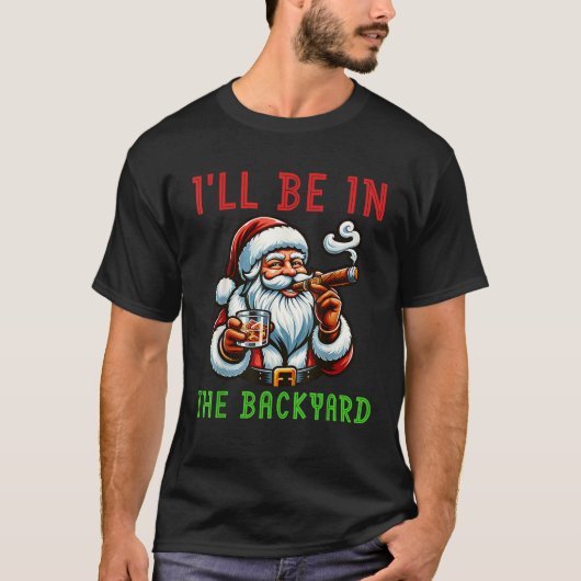 Funny Christmas Zigarre rauchen Weihnachtsmann tri T-Shirt (Vorderseite)