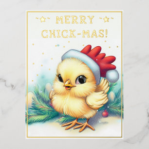 Funny Christmas Zitat Niedlich Spaß Hühnchen Zeich Folien Feiertagspostkarte