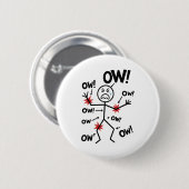 Funny Chronic Pain Awareness Ow Ow Strichmännchen Button (Vorne & Hinten)