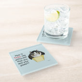 Funny Chubby Tabby Cat Box Glasuntersetzer (Schrägansicht)