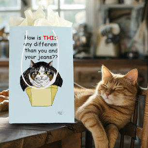 Funny Chubby Tabby Cat Box Mittlere Geschenktüte