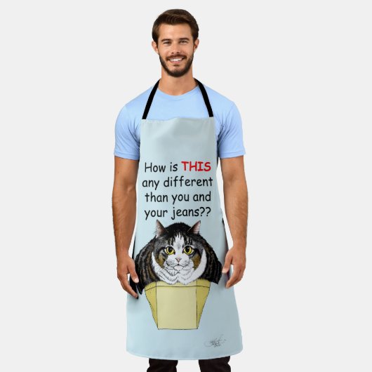 Funny Chubby Tabby Cat Box Schürze (Getragen)