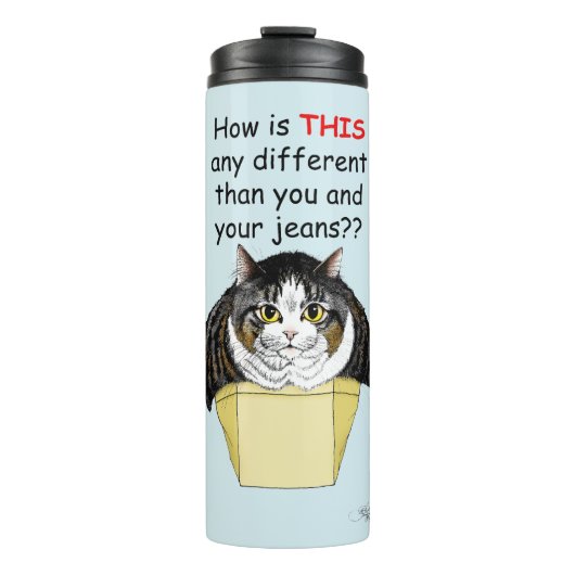 Funny Chubby Tabby Cat Box Thermosbecher (Vorderseite)