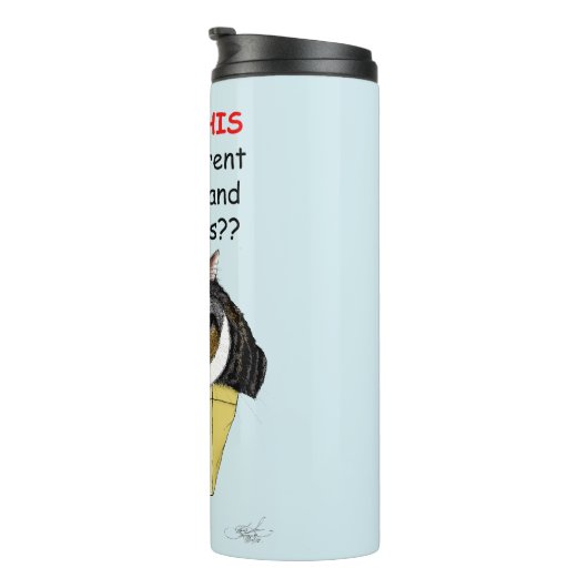 Funny Chubby Tabby Cat Box Thermosbecher (Nach rechts gedreht)