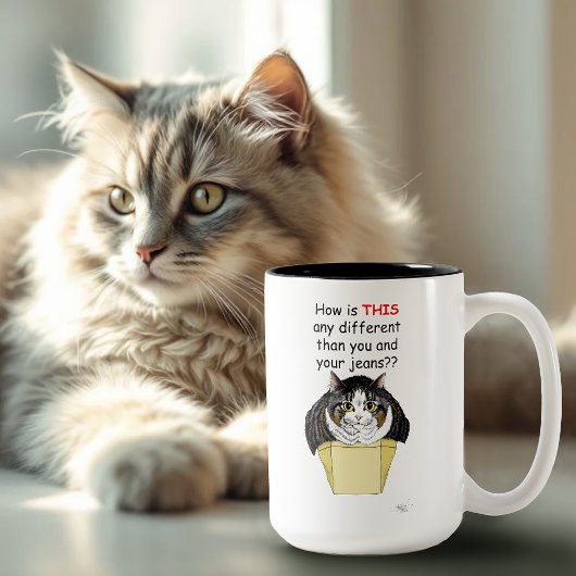 Funny Chubby Tabby Cat Box Zweifarbige Tasse