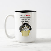 Funny Chubby Tabby Cat Box Zweifarbige Tasse (Links)