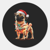 Funny Chug Christmas Graphics Dog Lights Lover Runder Aufkleber (Vorderseite)