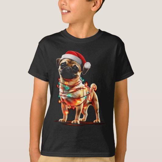 Funny Chug Christmas Graphics Dog Lights Lover T-Shirt (Vorderseite)