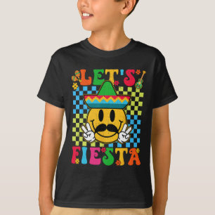 Funny Cinco De Mayo Checkered Let's Fiesta Lächeln T-Shirt
