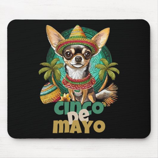 Funny Cinco De Mayo Dog Design Niedlich Chihuahua Mousepad (Vorne)