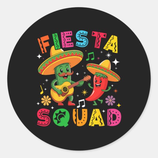 Funny Cinco De Mayo Fiesta Squad Mexican Matching Runder Aufkleber (Vorderseite)