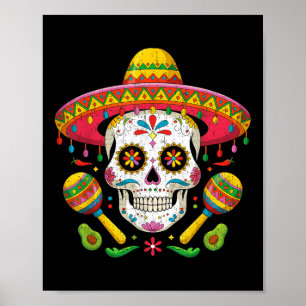 Funny Cinco De Mayo Funny Skull mit Sombrero Hat Poster