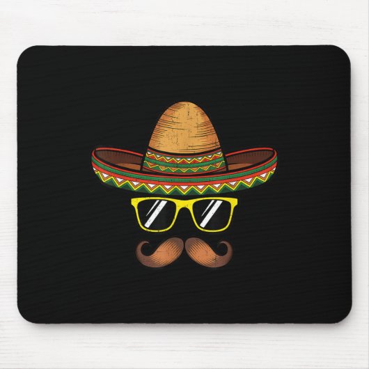 Funny Cinco de Mayo Funny Sombrero Hut mit Sungl Mousepad (Vorne)