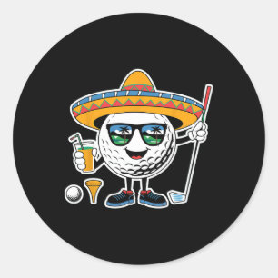 Funny Cinco De Mayo Golf Buble mit Sombrero Margar Runder Aufkleber