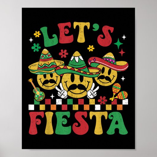 Funny Cinco De Mayo Groovy Lasse Fiesta Smile Men Poster (Vorne)