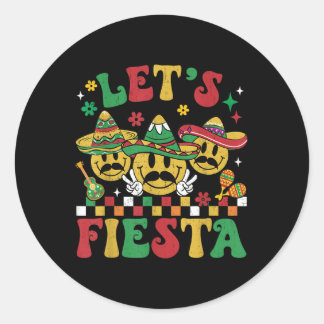 Funny Cinco De Mayo Groovy Lasse Fiesta Smile Men  Runder Aufkleber