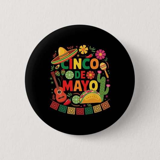 Funny Cinco De Mayo Mexican Sombrero Hat Männer Fr Button (Vorderseite)