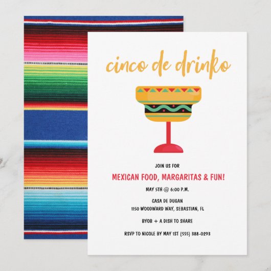 Funny Cinco de Mayo Party Einladung (Vorne/Hinten)