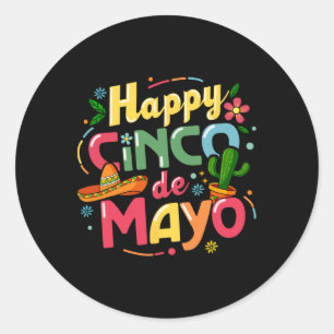Funny Cinco De Mayo Shirt Lasse Fiesta Squad 5 De Runder Aufkleber