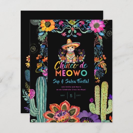 Funny Cinco De Mayo Sip und Salsa Cat FIESTA (Vorne/Hinten)