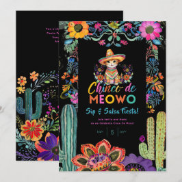 Funny Cinco De Mayo Sip und Salsa Cat FIESTA Einladung