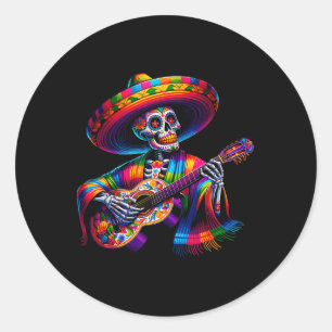Funny Cinco De Mayo Skeleton Skull Fiesta Sombrero Runder Aufkleber