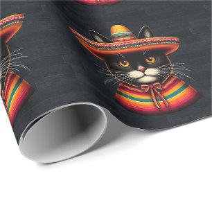 Funny Cinco De Mayo Sombrero Festiva Mexican Cat Geschenkpapier
