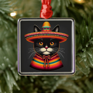 Funny Cinco De Mayo Sombrero Festiva Mexican Cat Ornament Aus Metall