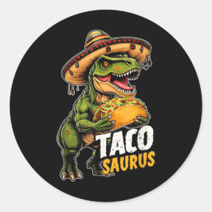 Funny Cinco De Mayo Tacosaurus Taco Dinosaur T Rex Runder Aufkleber